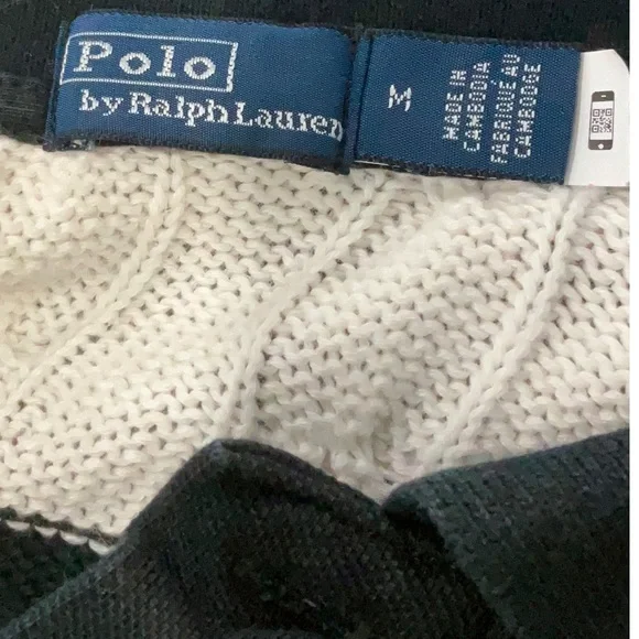 Polo Ralph Lauren Black and White Striped sweater Polo Shirt - Picture 3 of 3